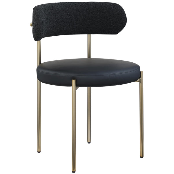 Meridian Beacon Black Vegan Leather and Boucle Fabric Dining Chair IMAGE 1