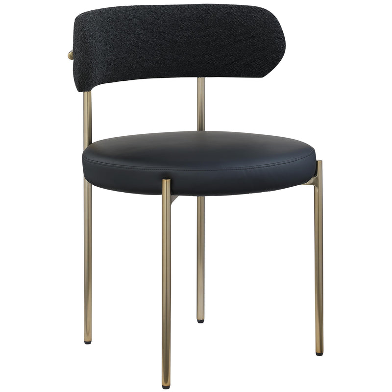 Meridian Beacon Black Vegan Leather and Boucle Fabric Dining Chair IMAGE 1