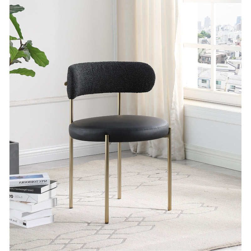 Meridian Beacon Black Vegan Leather and Boucle Fabric Dining Chair IMAGE 2