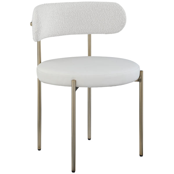 Meridian Beacon Cream Vegan Leather and Boucle Fabric Dining Chair IMAGE 1