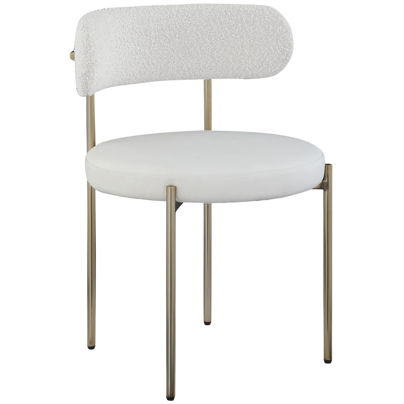 Meridian Beacon Cream Vegan Leather and Boucle Fabric Dining Chair IMAGE 1