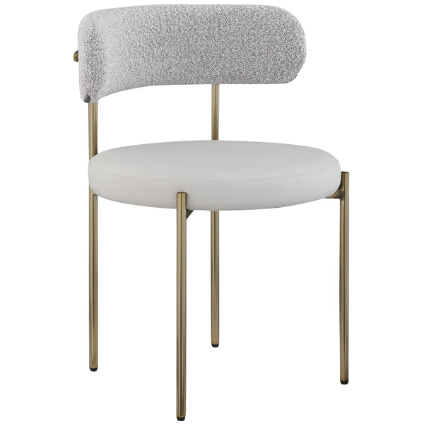 Meridian Beacon Taupe Vegan Leather and Boucle Fabric Dining Chair IMAGE 1