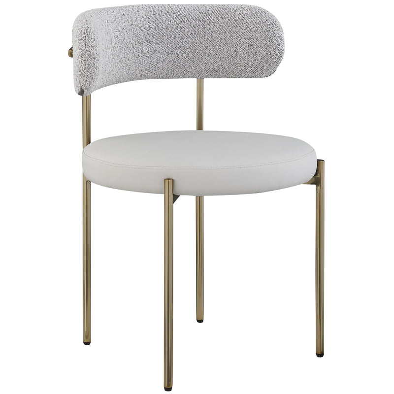 Meridian Beacon Taupe Vegan Leather and Boucle Fabric Dining Chair IMAGE 1