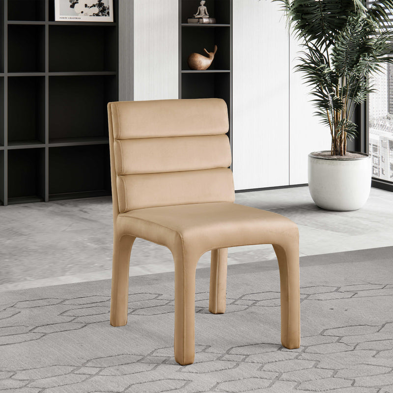 Meridian Kai Camel Velvet Dining Chair IMAGE 2