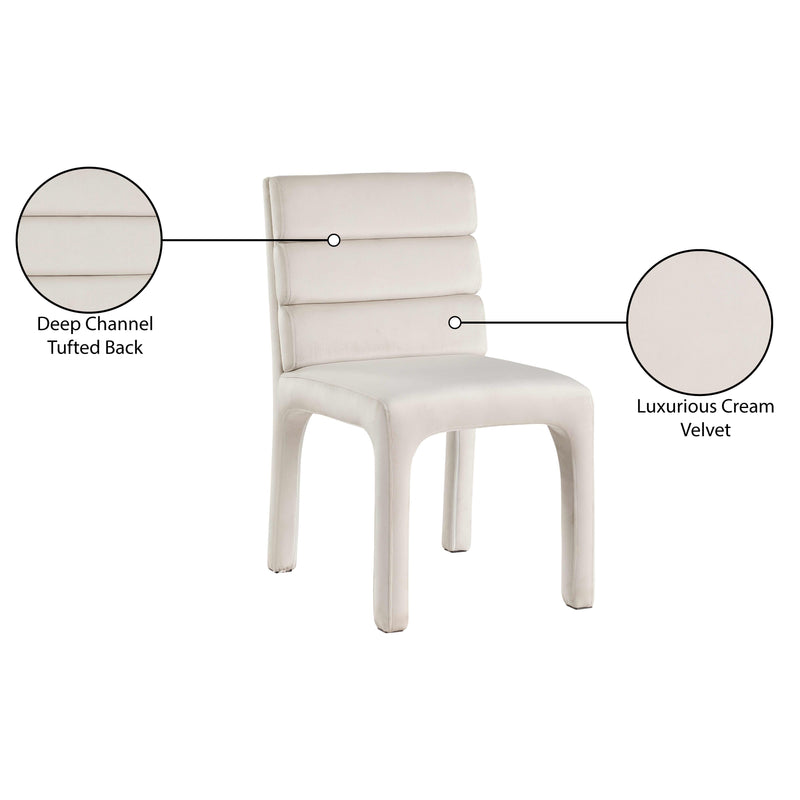 Meridian Kai Cream Velvet Dining Chair IMAGE 9