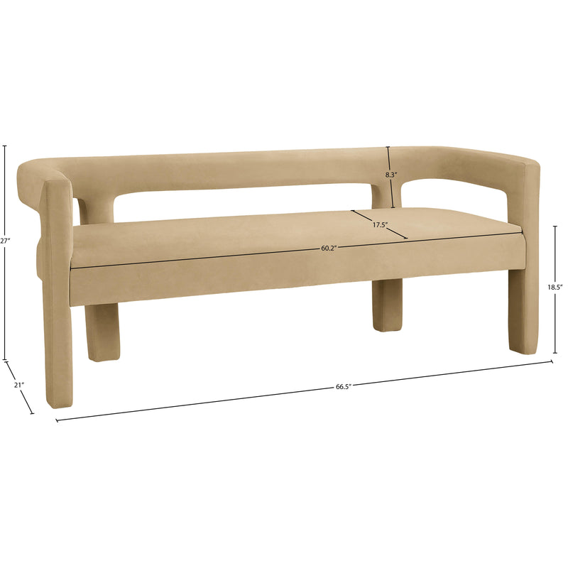 Meridian Athena Camel Velvet Bench IMAGE 6