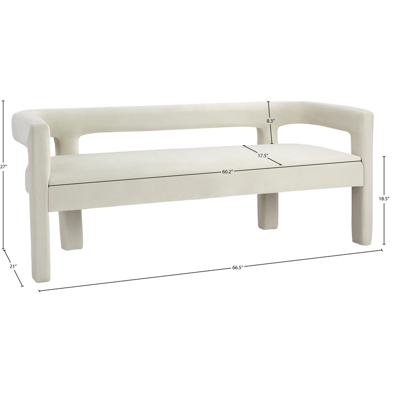 Meridian Athena Cream Velvet Bench IMAGE 6