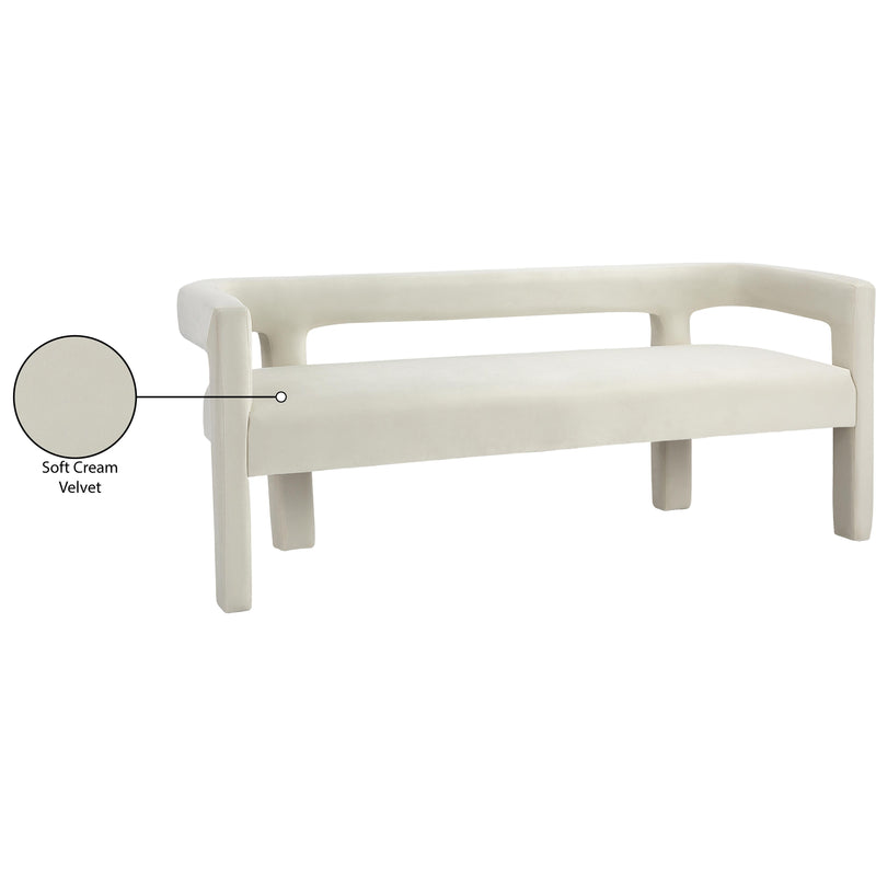 Meridian Athena Cream Velvet Bench IMAGE 7