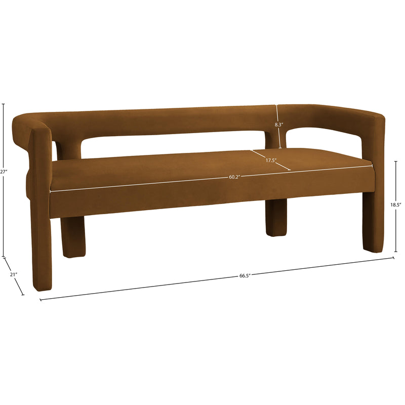 Meridian Athena Saddle Velvet Bench IMAGE 6