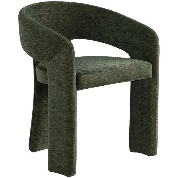 Meridian Rendition Green Plush Fabric Dining Chair IMAGE 1