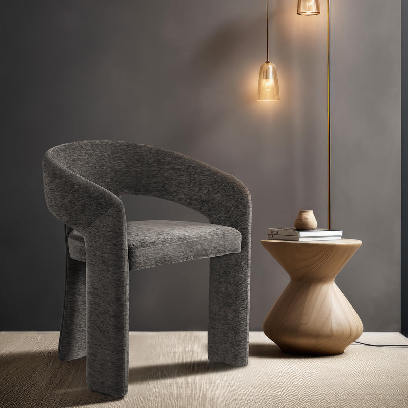 Meridian Rendition Grey Plush Fabric Dining Chair IMAGE 2