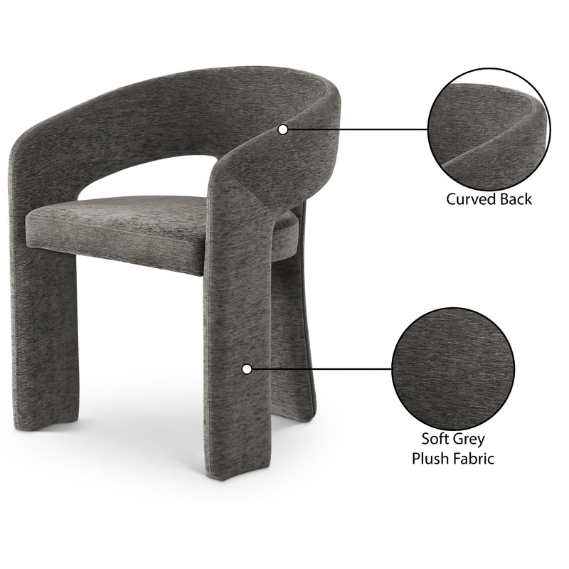 Meridian Rendition Grey Plush Fabric Dining Chair IMAGE 9
