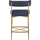 Meridian Rivage Deep Navy Durable Linen Textured Fabric Stool IMAGE 2
