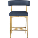 Meridian Rivage Deep Navy Durable Linen Textured Fabric Stool IMAGE 4