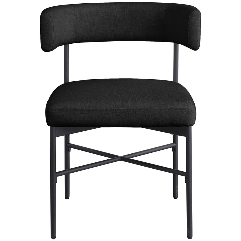 Meridian Rivage Black Durable Linen Textured Fabric Dining Chair IMAGE 4