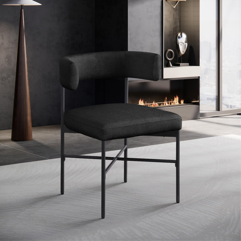 Meridian Rivage Black Durable Linen Textured Fabric Dining Chair IMAGE 8