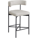 Meridian Rivage Beige Durable Linen Textured Fabric Stool IMAGE 3