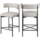 Meridian Rivage Beige Durable Linen Textured Fabric Stool IMAGE 9