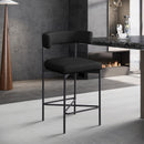 Meridian Rivage Black Durable Linen Textured Fabric Stool IMAGE 8