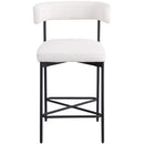 Meridian Rivage Cream Durable Linen Textured Fabric Stool IMAGE 4