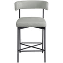 Meridian Rivage Light Grey Durable Linen Textured Fabric Stool IMAGE 4