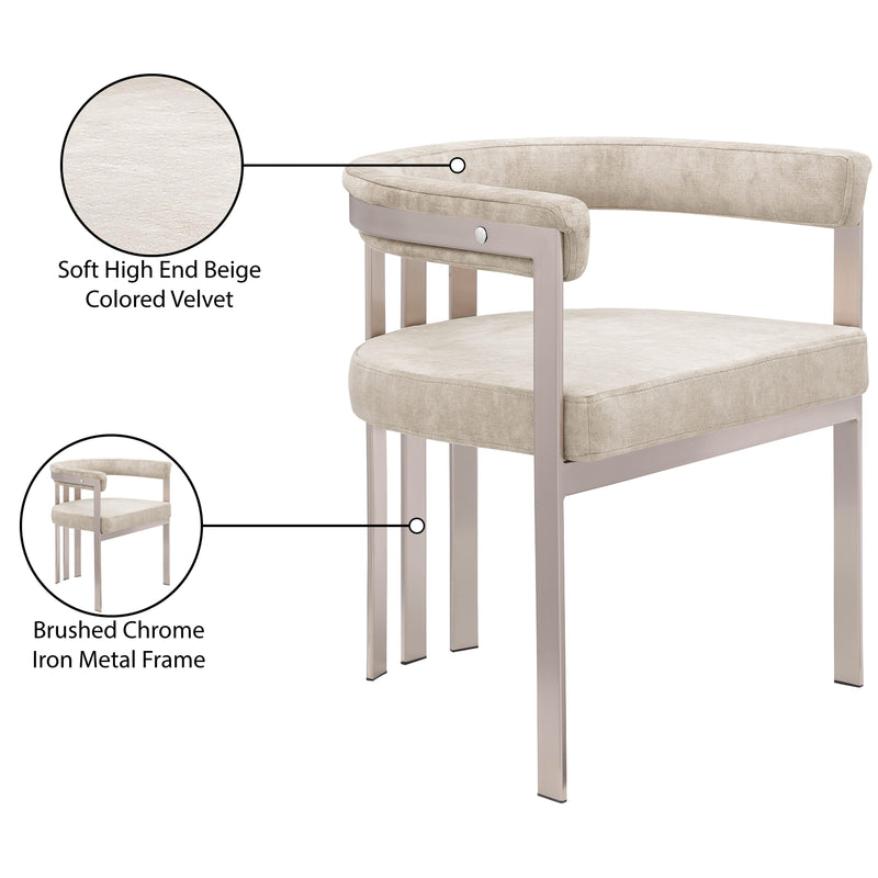 Meridian Marcello Beige Velvet Dining Chair IMAGE 9