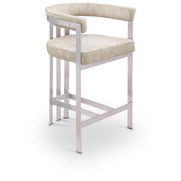 Meridian Marcello Beige Velvet Counter Stool IMAGE 1