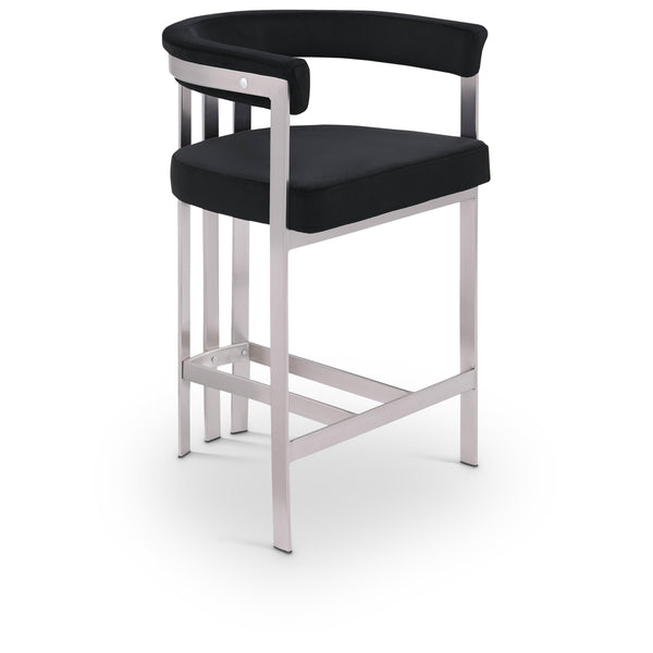Meridian Marcello Black Velvet Counter Stool IMAGE 1