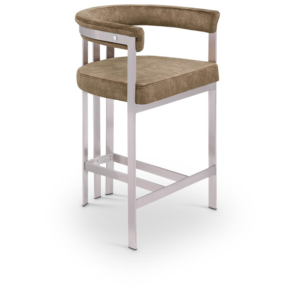 Meridian Marcello Brown Velvet Counter Stool IMAGE 1