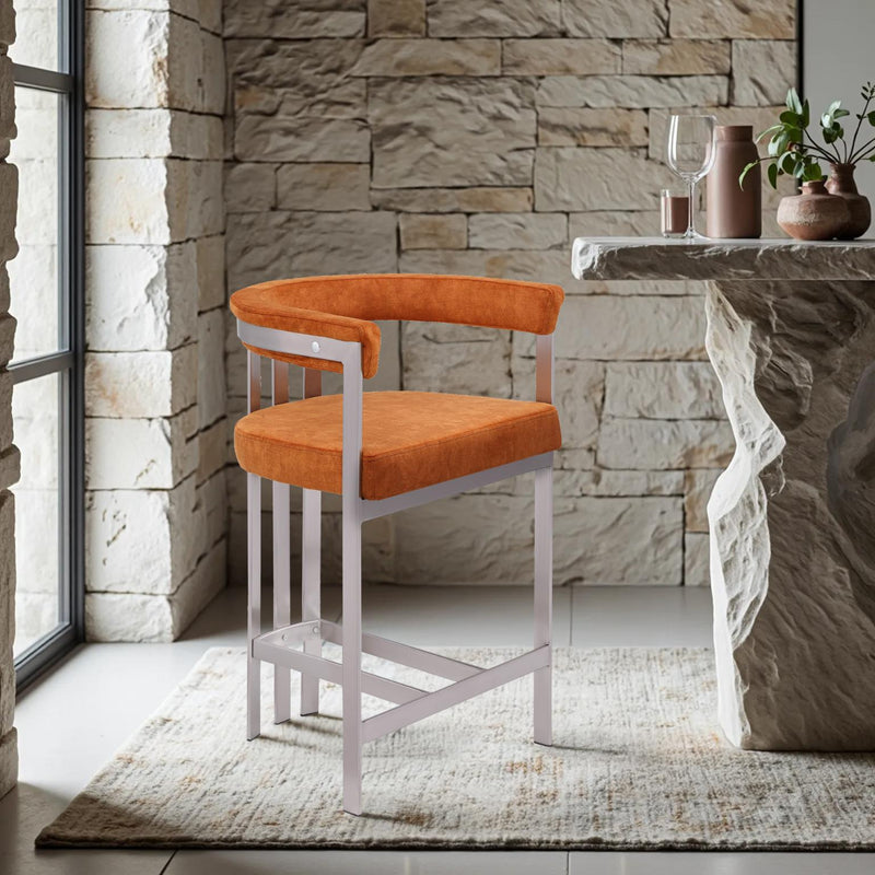 Meridian Marcello Cognac Velvet Counter Stool IMAGE 2