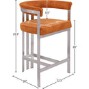 Meridian Marcello Cognac Velvet Counter Stool IMAGE 7