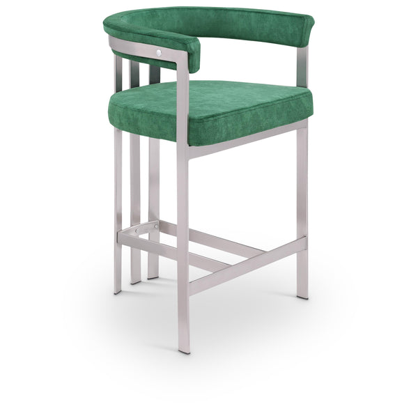 Meridian Marcello Green Velvet Counter Stool IMAGE 1