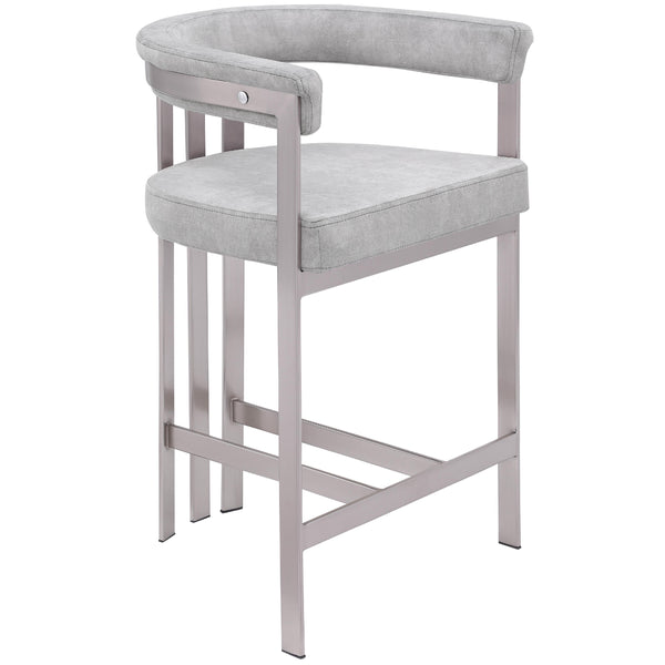 Meridian Marcello Grey Velvet Counter Stool IMAGE 1