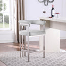 Meridian Marcello Grey Velvet Counter Stool IMAGE 2