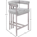 Meridian Marcello Grey Velvet Counter Stool IMAGE 7