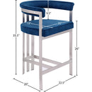 Meridian Marcello Navy Velvet Counter Stool IMAGE 7