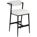 Meridian Stryker Cream Boucle Fabric and Vegan Leather Stool IMAGE 3