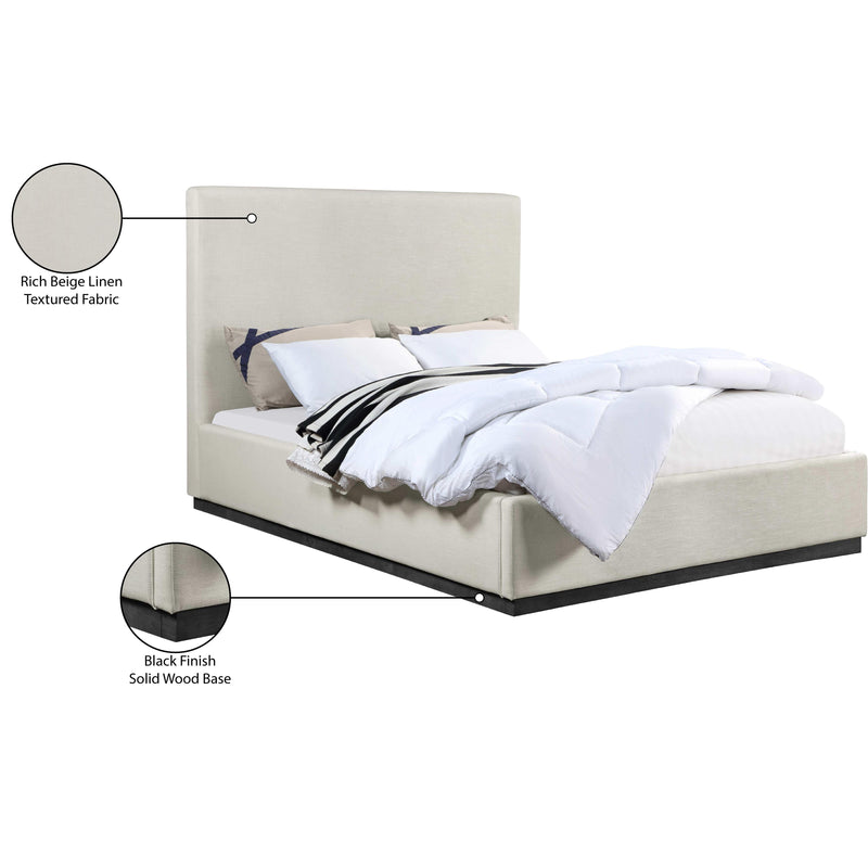 Meridian Alfie Beige Linen Textured Fabric Full Bed IMAGE 9