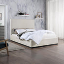 Meridian Alfie Beige Linen Textured Fabric Queen Bed IMAGE 2