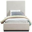 Meridian Alfie Beige Linen Textured Fabric Twin Bed IMAGE 3