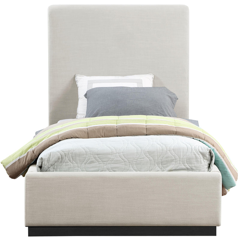 Meridian Alfie Beige Linen Textured Fabric Twin Bed IMAGE 3