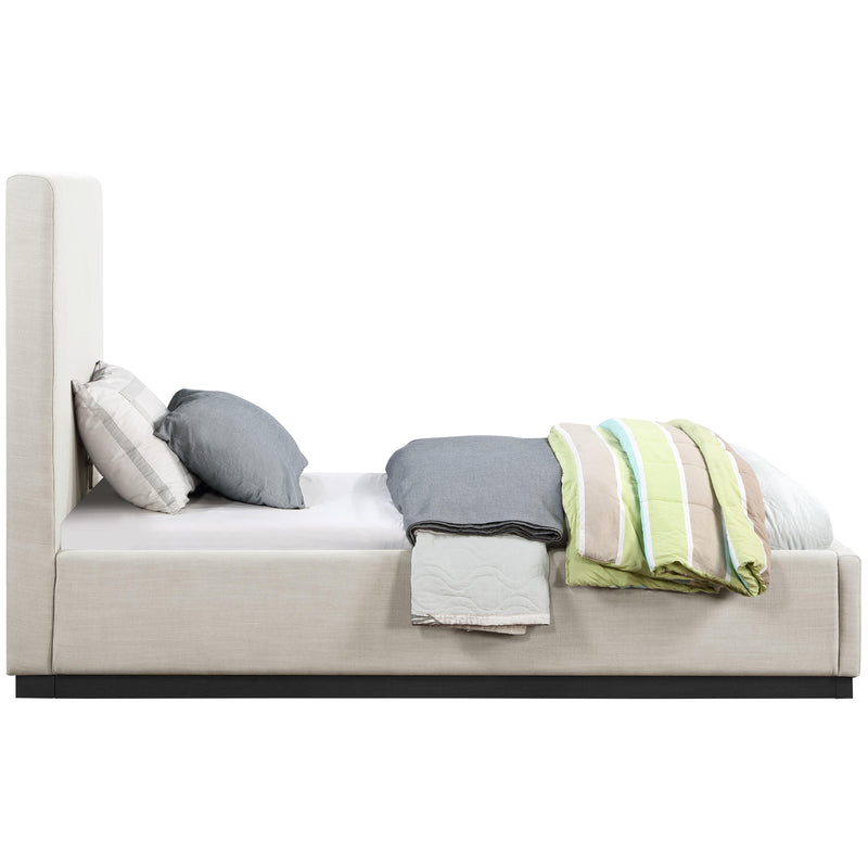 Meridian Alfie Beige Linen Textured Fabric Twin Bed IMAGE 4