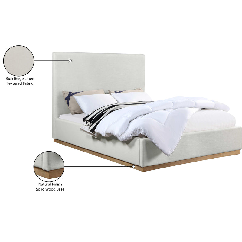 Meridian Alfie Cream Linen Textured Fabric Full Bed IMAGE 9