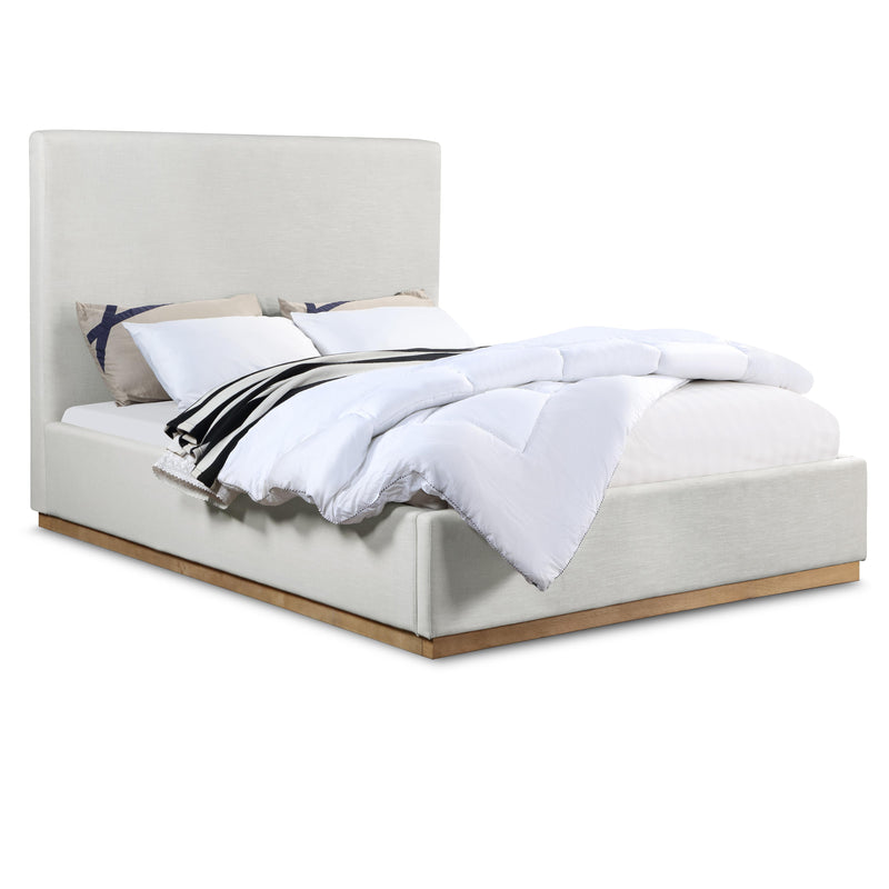 Meridian Alfie Cream Linen Textured Fabric King Bed IMAGE 1