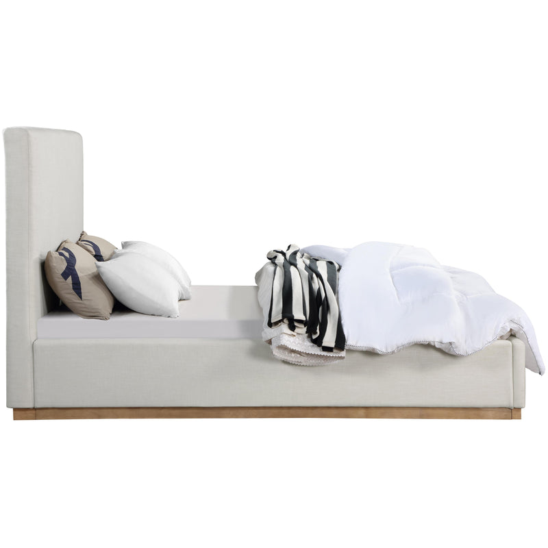 Meridian Alfie Cream Linen Textured Fabric King Bed IMAGE 4