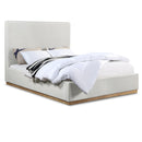 Meridian Alfie Cream Linen Textured Fabric Queen Bed IMAGE 1