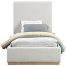 Meridian Alfie Cream Linen Textured Fabric Twin Bed IMAGE 3