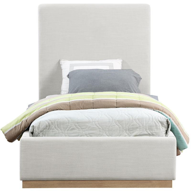 Meridian Alfie Cream Linen Textured Fabric Twin Bed IMAGE 3