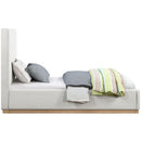 Meridian Alfie Cream Linen Textured Fabric Twin Bed IMAGE 4