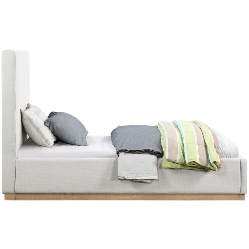 Meridian Alfie Cream Linen Textured Fabric Twin Bed IMAGE 4